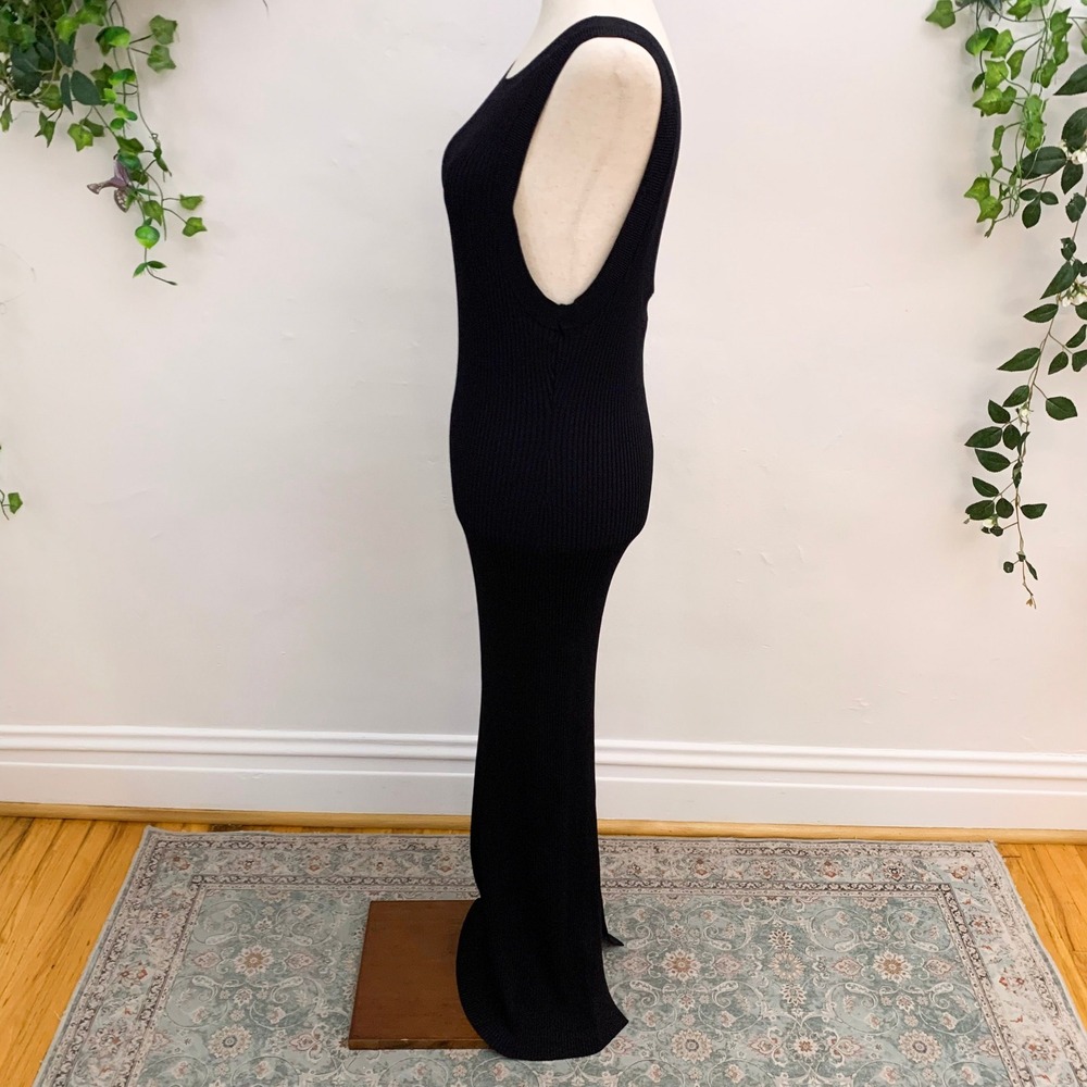 Good American Size XL Shine Round Neck Rib Knit Black Maxi Dress‎ - Picture 7 of 8